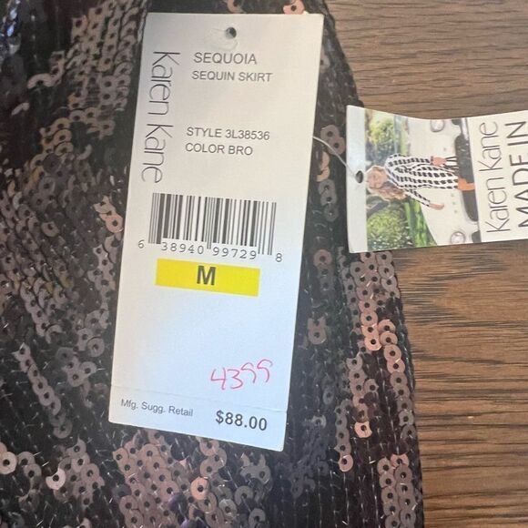 NWT Karen Kane sequined skirt in Beautiful Brown Bronze color w stretch waist. M - Picture 9 of 11